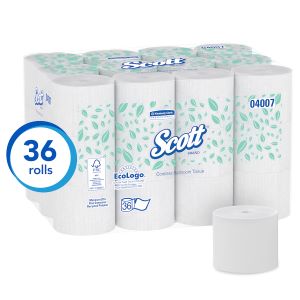 Scott Essential Coreless Toilet Paper, 2-PLY Standard Rolls, 36 Rolls/Case