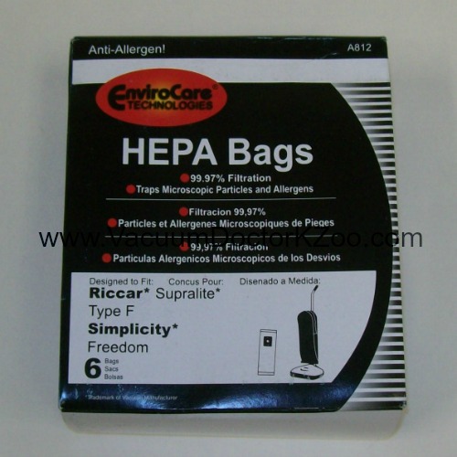 Simplicity Freedom Riccar Supralite Bags Type F HEPA - Generic - 6 pck