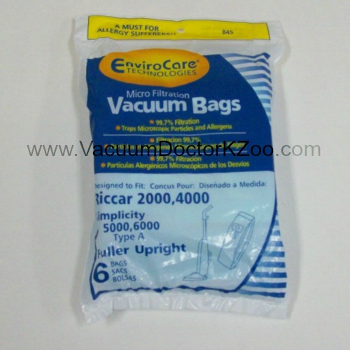 Simplicity 5000/6000 Riccar 2000/4000 Bag Type A Micron - Generic - 6 pck